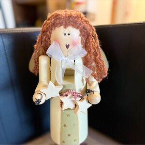 Vintage Wooden Christmas Angel Nutcracker Figurine. 15 Inches Tall